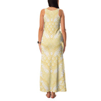 Pastel Yellow Mermaid Puakenikeni Maile Lei Family Matching Tank Maxi Dress and Hawaiian Shirt LT01 - Polynesian Pride