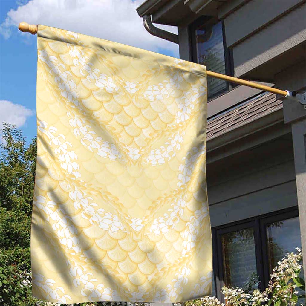 Pastel Yellow Mermaid Puakenikeni Maile Lei Garden Flag