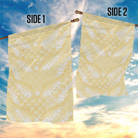 Pastel Yellow Mermaid Puakenikeni Maile Lei Garden Flag