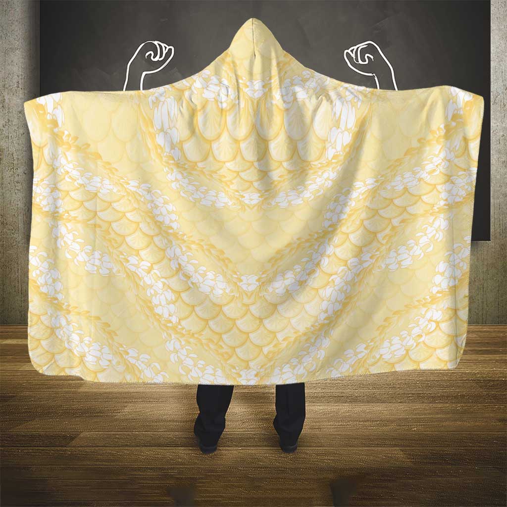 Pastel Yellow Mermaid Puakenikeni Maile Lei Hooded Blanket LT01 - Polynesian Pride