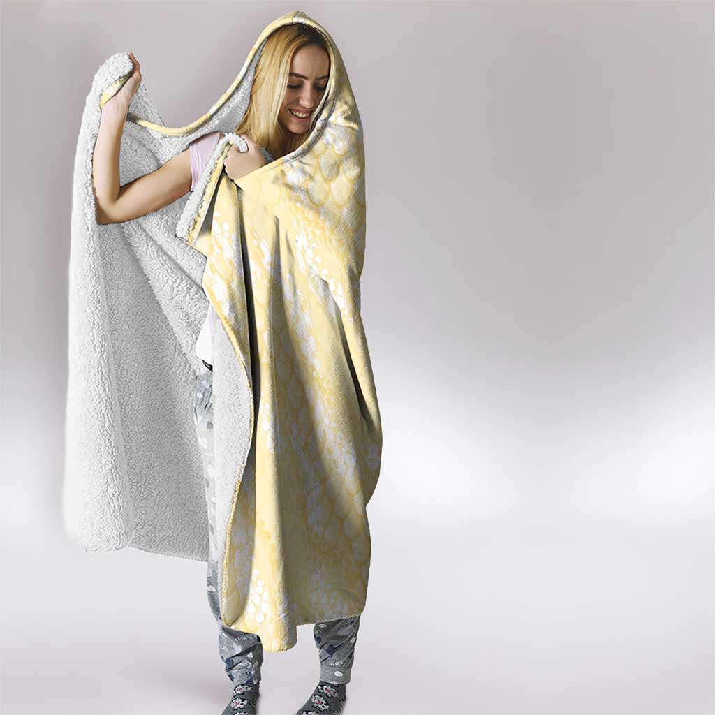 Pastel Yellow Mermaid Puakenikeni Maile Lei Hooded Blanket LT01 - Polynesian Pride