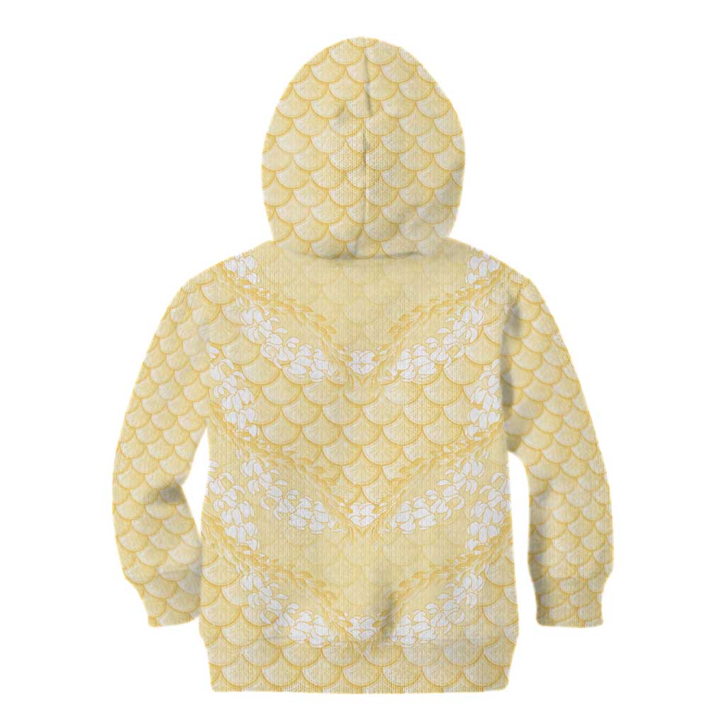 Pastel Yellow Mermaid Puakenikeni Maile Lei Kid Hoodie LT01 - Polynesian Pride