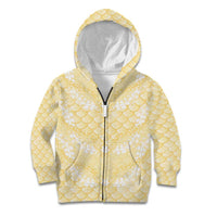 Pastel Yellow Mermaid Puakenikeni Maile Lei Kid Hoodie LT01 Zip Hoodie Yellow - Polynesian Pride