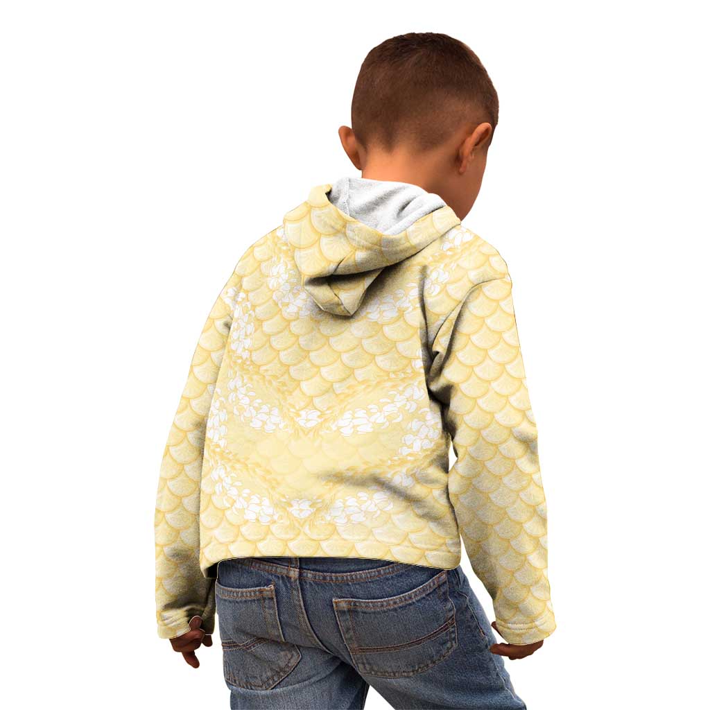 Pastel Yellow Mermaid Puakenikeni Maile Lei Kid Hoodie LT01 - Polynesian Pride