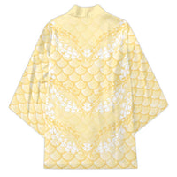 Pastel Yellow Mermaid Puakenikeni Maile Lei Kimono