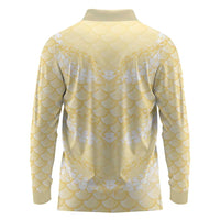 Pastel Yellow Mermaid Puakenikeni Maile Lei Long Sleeve Polo Shirt