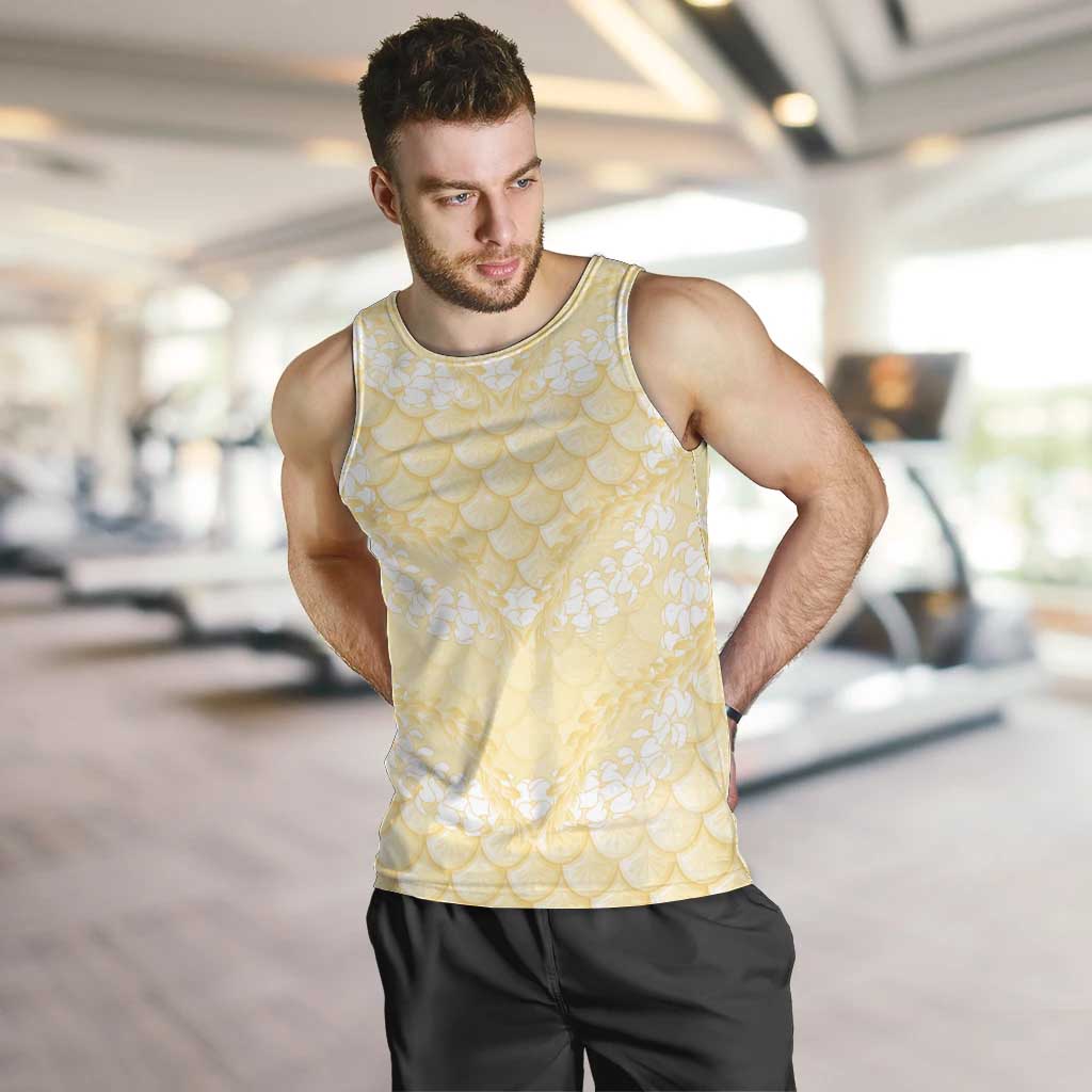 Pastel Yellow Mermaid Puakenikeni Maile Lei Men Tank Top