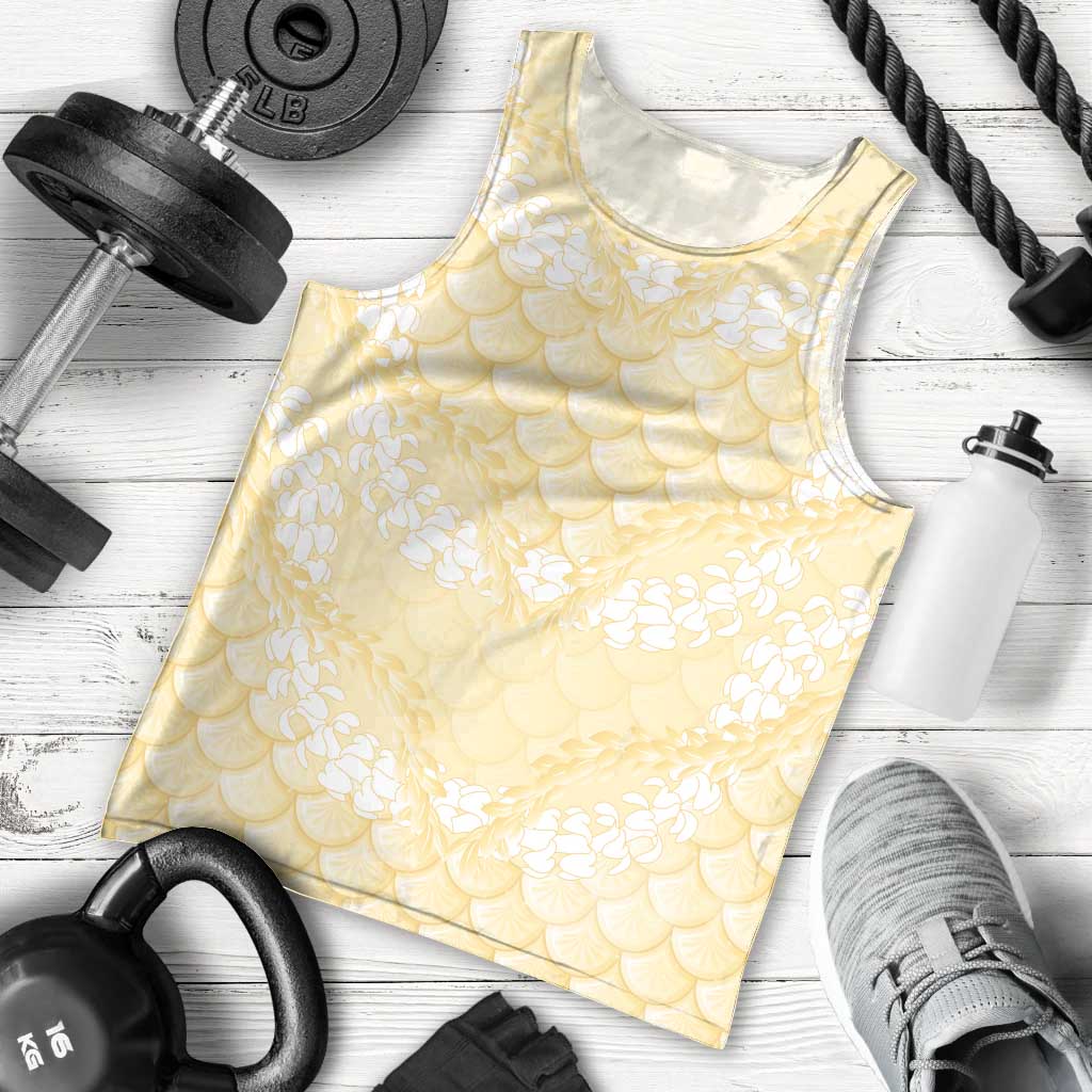 Pastel Yellow Mermaid Puakenikeni Maile Lei Men Tank Top