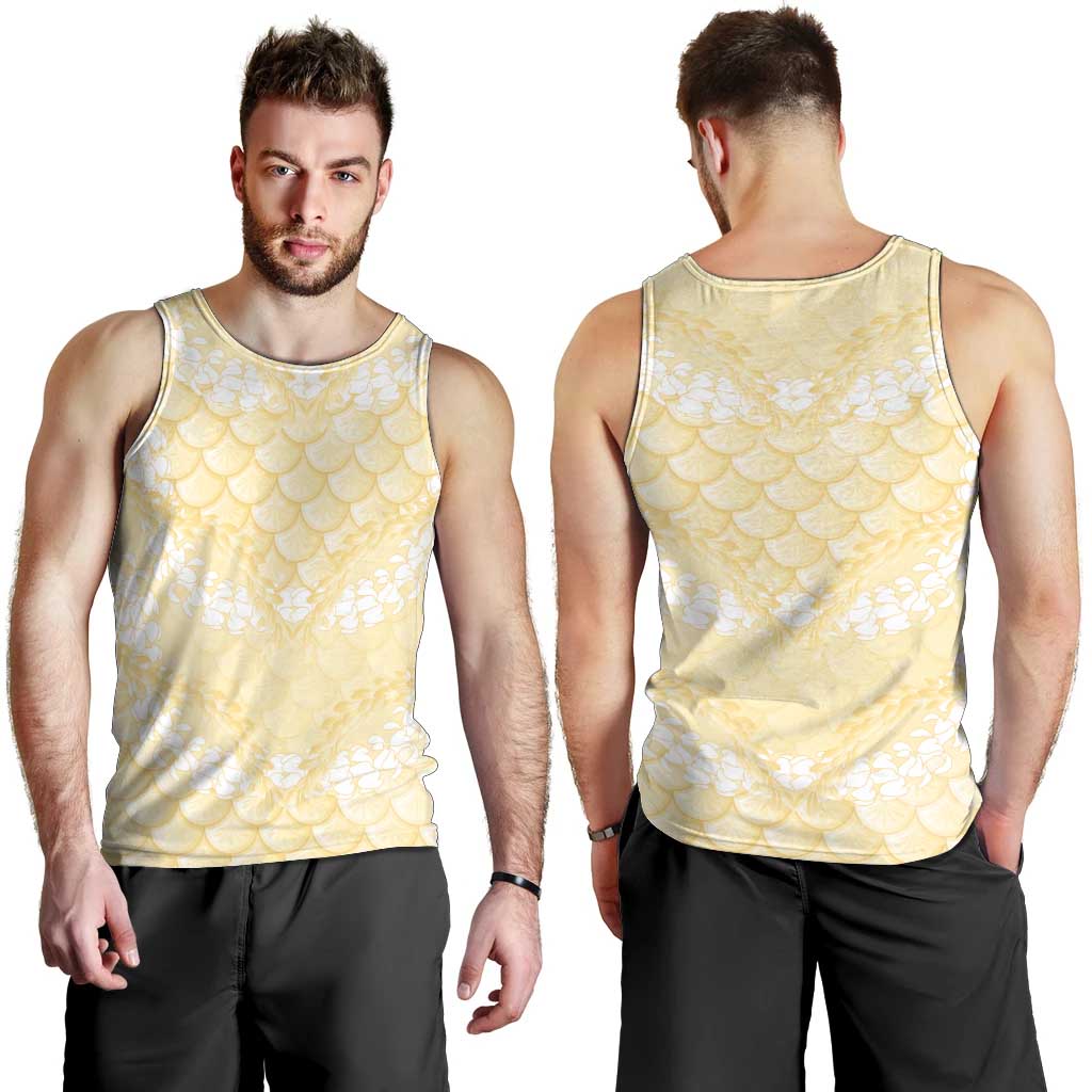 Pastel Yellow Mermaid Puakenikeni Maile Lei Men Tank Top