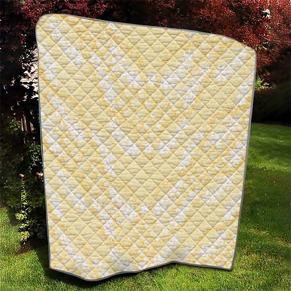 Pastel Yellow Mermaid Puakenikeni Maile Lei Quilt