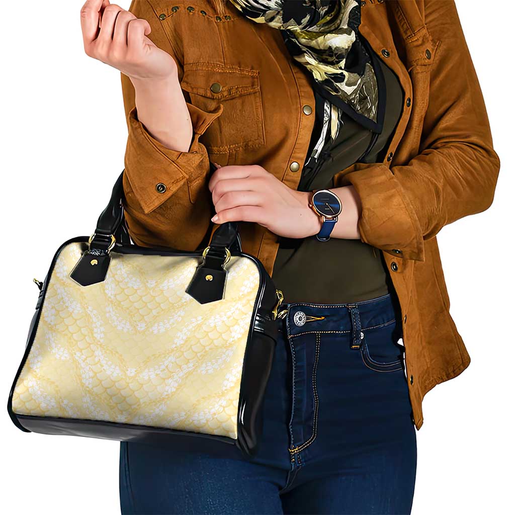 Pastel Yellow Mermaid Puakenikeni Maile Lei Shoulder Handbag