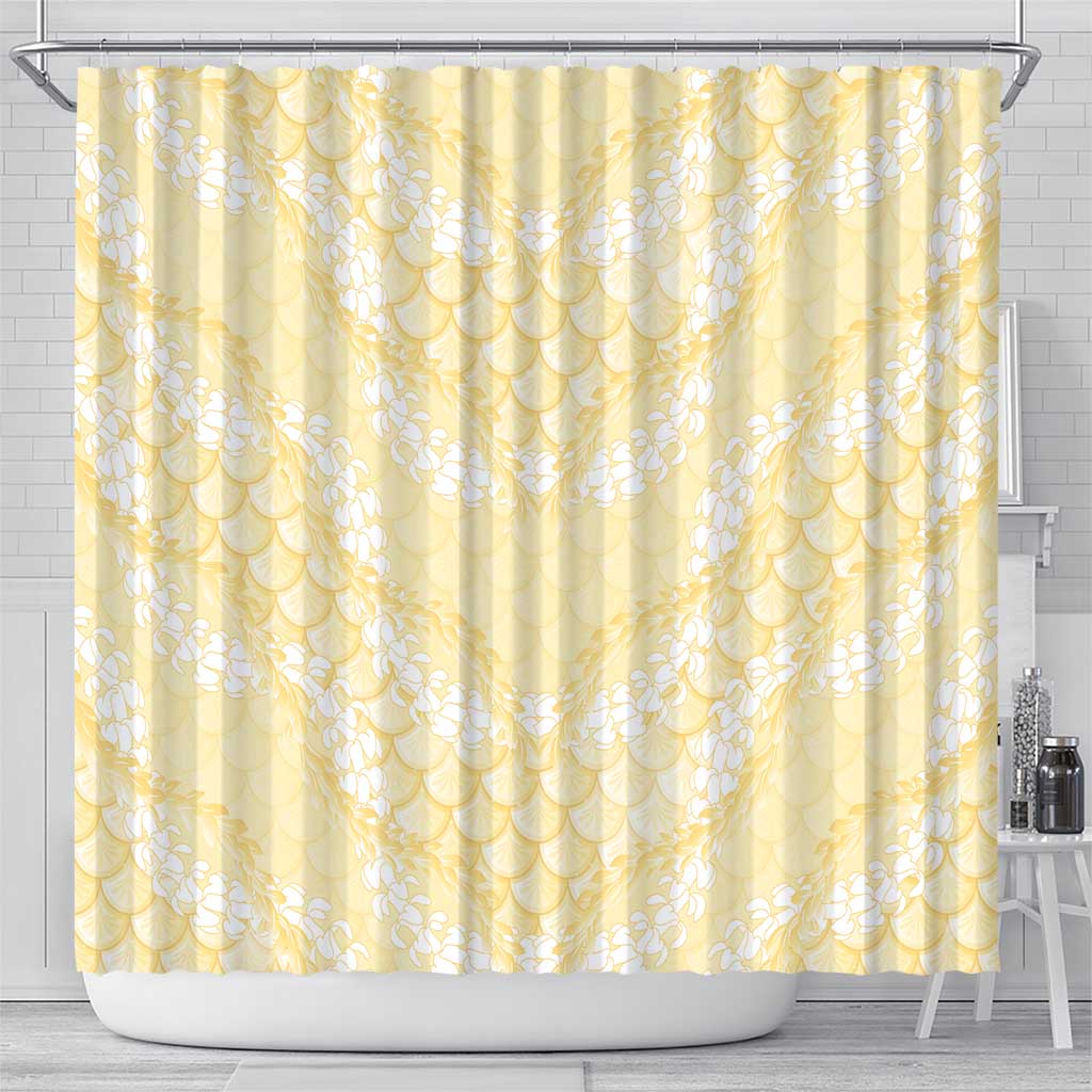 Pastel Yellow Mermaid Puakenikeni Maile Lei Shower Curtain