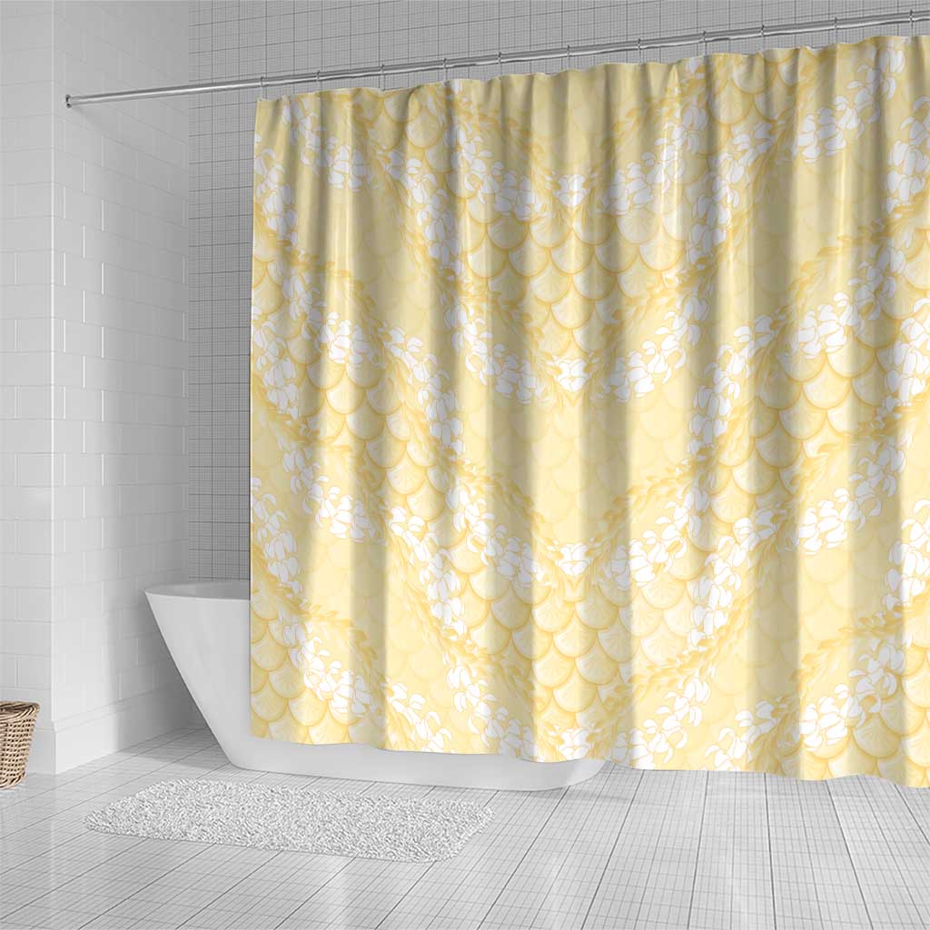 Pastel Yellow Mermaid Puakenikeni Maile Lei Shower Curtain