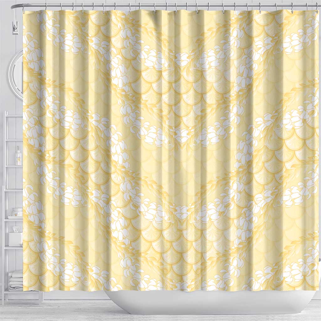 Pastel Yellow Mermaid Puakenikeni Maile Lei Shower Curtain