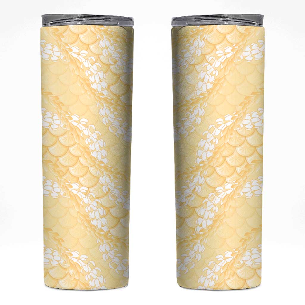 Pastel Yellow Mermaid Puakenikeni Maile Lei Skinny Tumbler LT01 Yellow - Polynesian Pride
