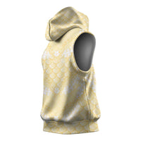 Pastel Yellow Mermaid Puakenikeni Maile Lei Sleeveless Hoodie