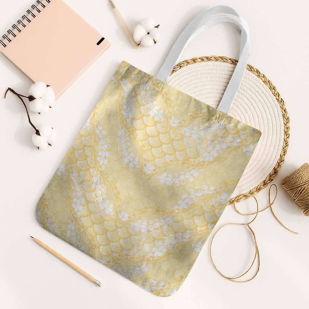 Pastel Yellow Mermaid Puakenikeni Maile Lei Tote Bag