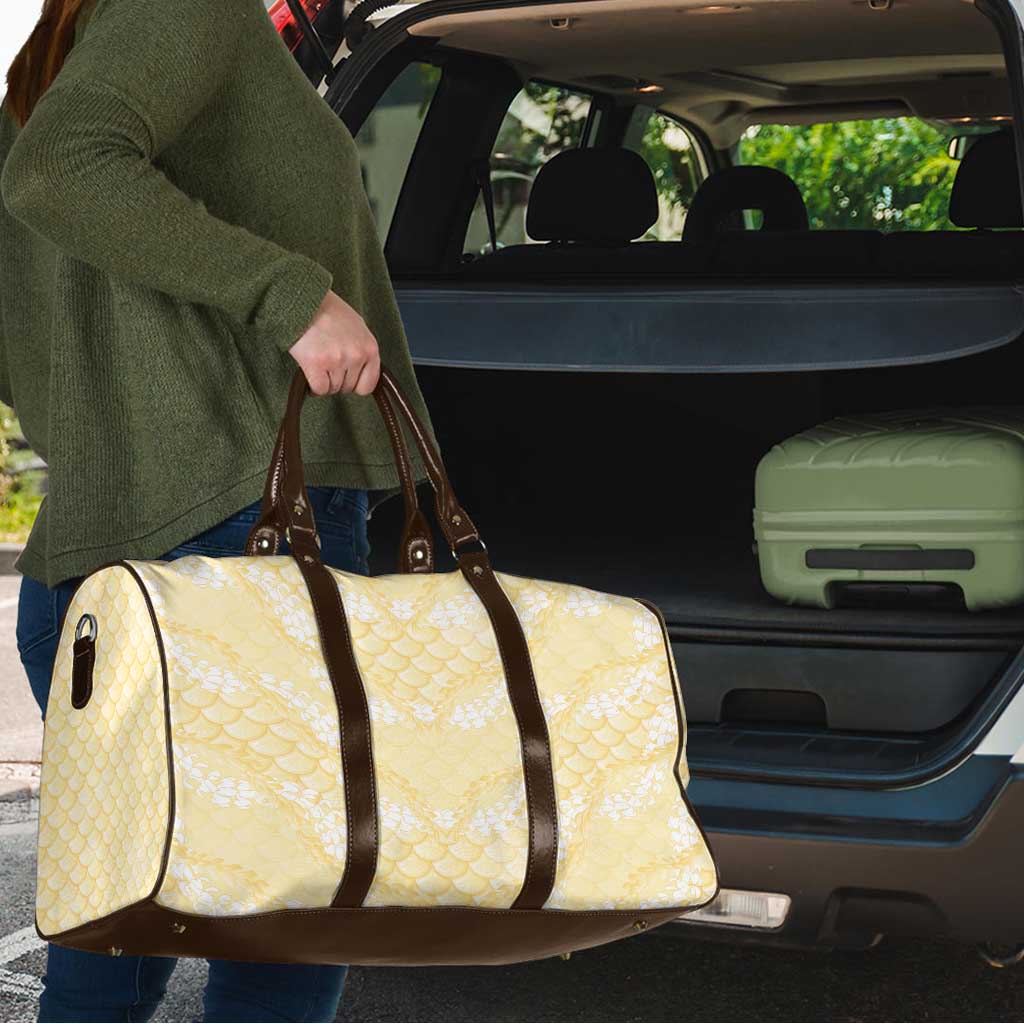 Pastel Yellow Mermaid Puakenikeni Maile Lei Travel Bag