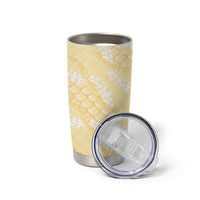 Pastel Yellow Mermaid Puakenikeni Maile Lei Tumbler Cup