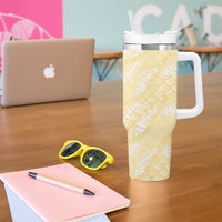 Pastel Yellow Mermaid Puakenikeni Maile Lei Tumbler With Handle
