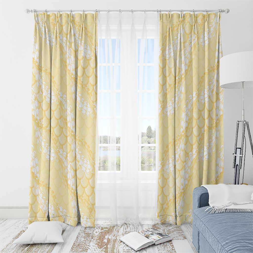 Pastel Yellow Mermaid Puakenikeni Maile Lei Window Curtain