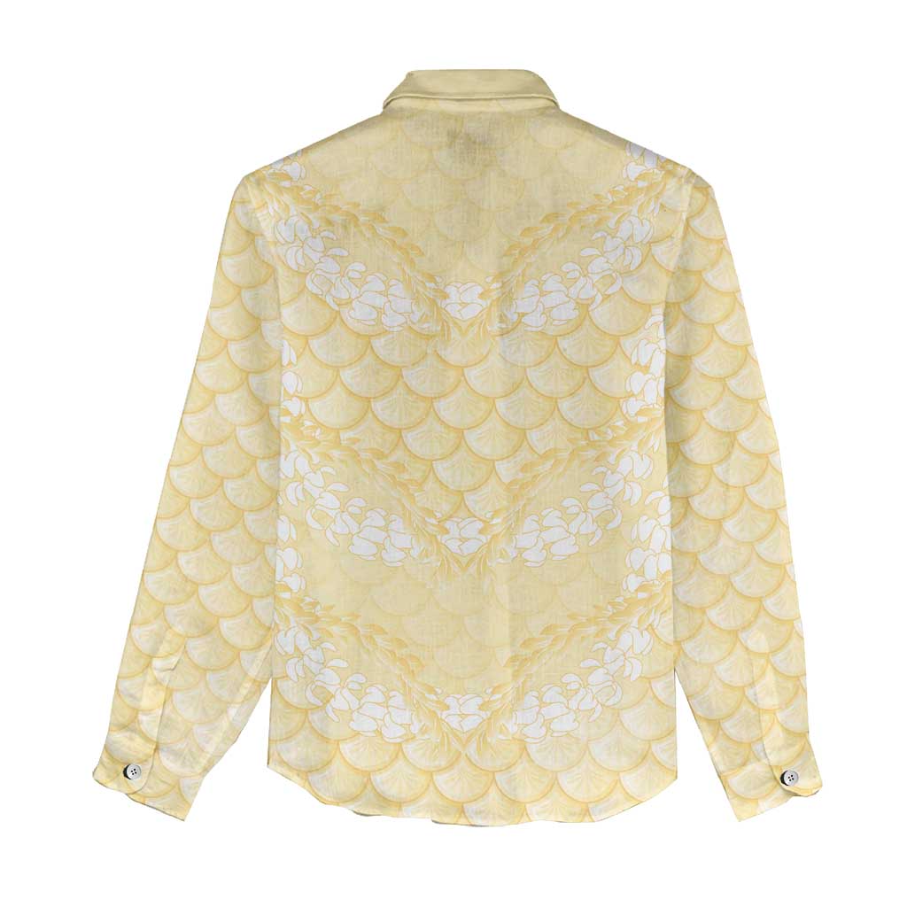 Pastel Yellow Mermaid Puakenikeni Maile Lei Women Casual Shirt LT01 - Polynesian Pride