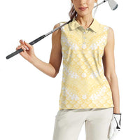 Pastel Yellow Mermaid Puakenikeni Maile Lei Women Sleeveless Polo Shirt LT01 - Polynesian Pride