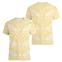 Pastel Yellow Mermaid Puakenikeni Maile Lei Women V-Neck T-Shirt LT01 - Polynesian Pride