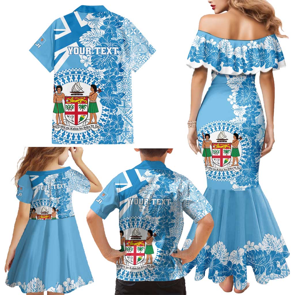 Personalised Fiji Day Family Matching Mermaid Dress and Hawaiian Shirt Fijian Map Hibiscus Tapa Pattern LT01 - Polynesian Pride