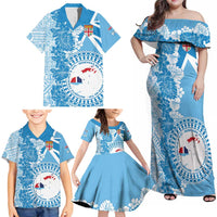 Personalised Fiji Day Family Matching Off Shoulder Maxi Dress and Hawaiian Shirt Fijian Map Hibiscus Tapa Pattern LT01 - Polynesian Pride