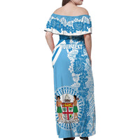 Personalised Fiji Day Family Matching Off Shoulder Maxi Dress and Hawaiian Shirt Fijian Map Hibiscus Tapa Pattern LT01 - Polynesian Pride