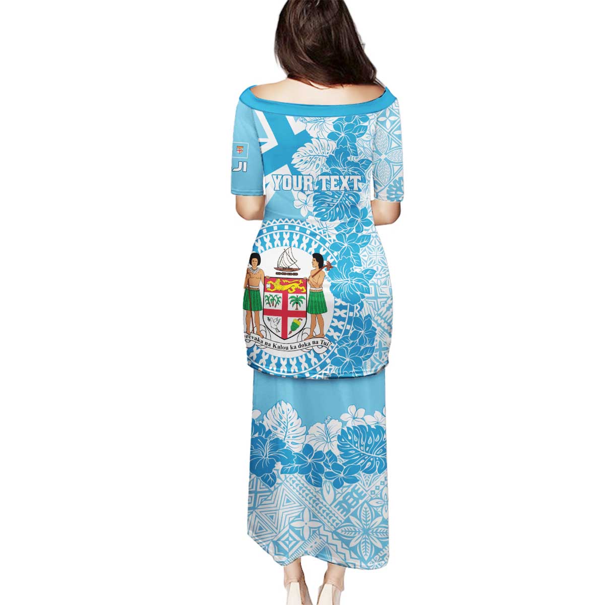 Personalised Fiji Day Family Matching Puletasi and Hawaiian Shirt Fijian Map Hibiscus Tapa Pattern LT01 - Polynesian Pride
