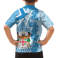 Personalised Fiji Day Family Matching Short Sleeve Bodycon Dress and Hawaiian Shirt Fijian Map Hibiscus Tapa Pattern LT01 - Polynesian Pride