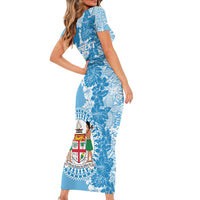 Personalised Fiji Day Family Matching Short Sleeve Bodycon Dress and Hawaiian Shirt Fijian Map Hibiscus Tapa Pattern LT01 - Polynesian Pride