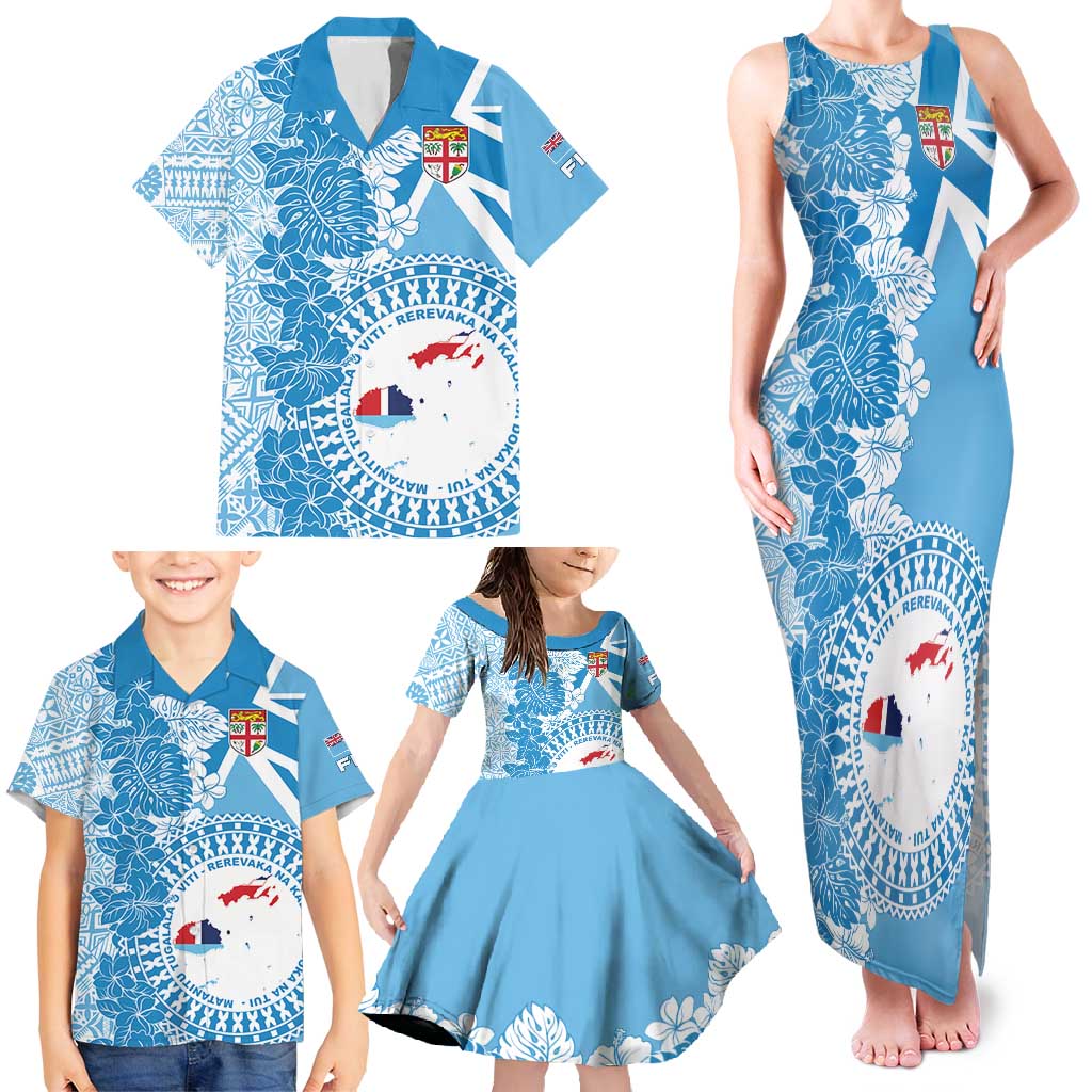 Personalised Fiji Day Family Matching Tank Maxi Dress and Hawaiian Shirt Fijian Map Hibiscus Tapa Pattern LT01 - Polynesian Pride