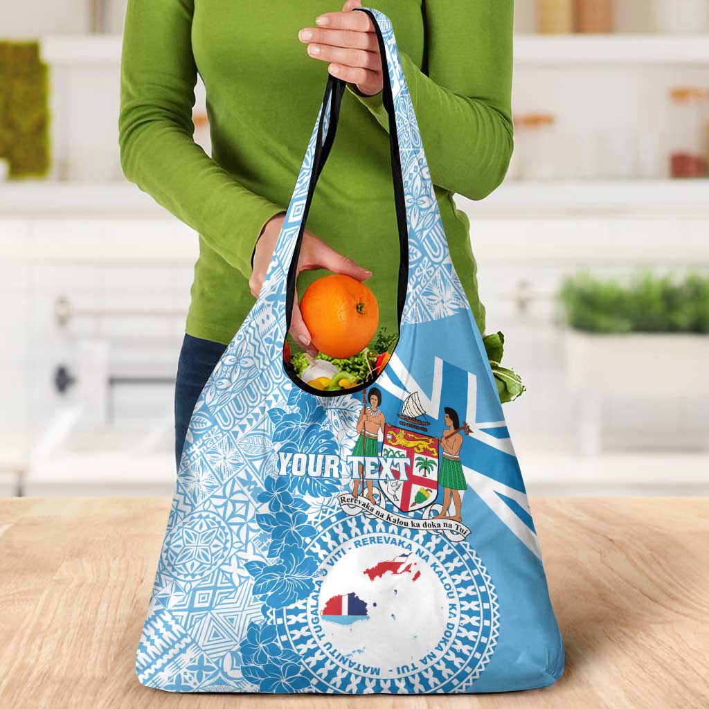 Fiji Day Grocery Bag Fijian Map Hibiscus Tapa Pattern