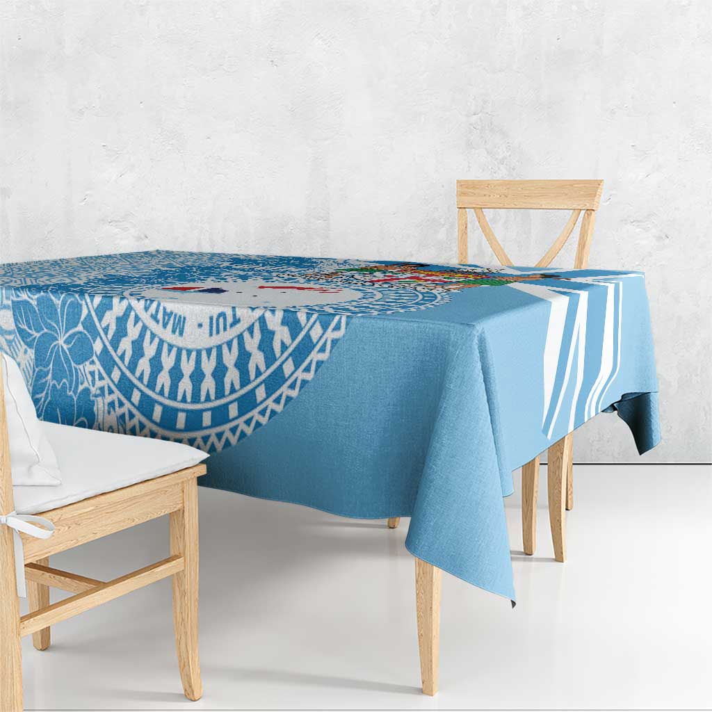 Personalised Fiji Day Tablecloth Fijian Map Hibiscus Tapa Pattern