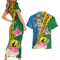 Personalised Malampa Fiji Day Couples Matching Short Sleeve Bodycon Dress and Hawaiian Shirt Tropical Tapa Pattern LT01 - Polynesian Pride