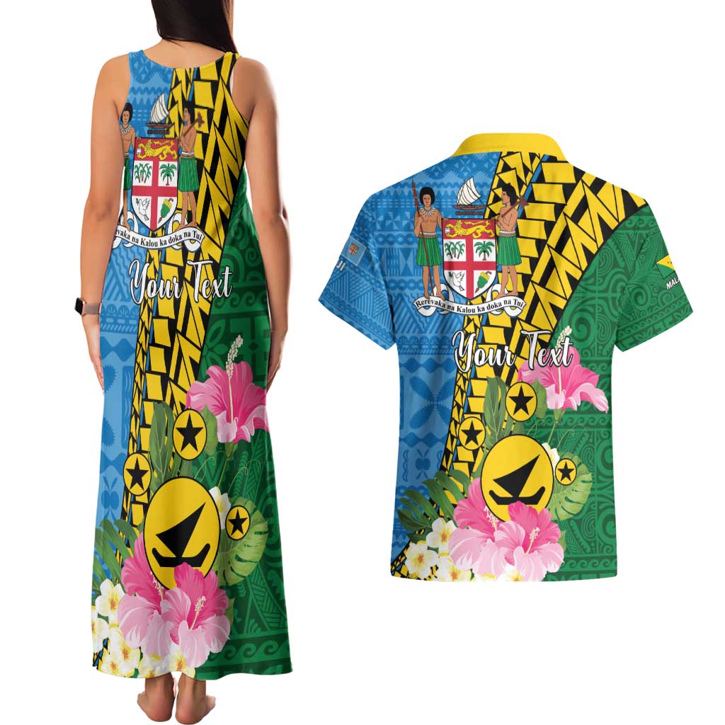 Personalised Malampa Fiji Day Couples Matching Tank Maxi Dress and Hawaiian Shirt Tropical Tapa Pattern LT01 - Polynesian Pride