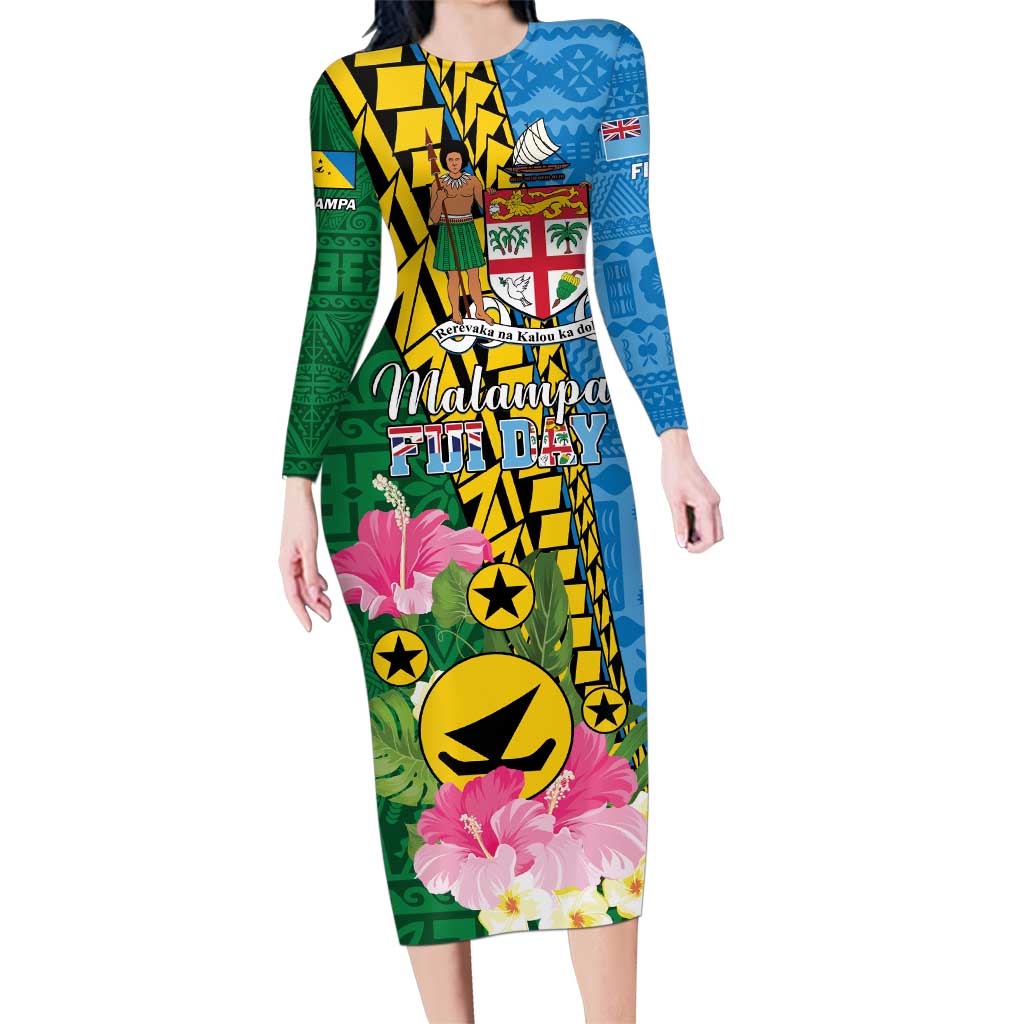 Personalised Malampa Fiji Day Family Matching Long Sleeve Bodycon Dress and Hawaiian Shirt Tropical Tapa Pattern LT01 Mom's Dress Art - Polynesian Pride