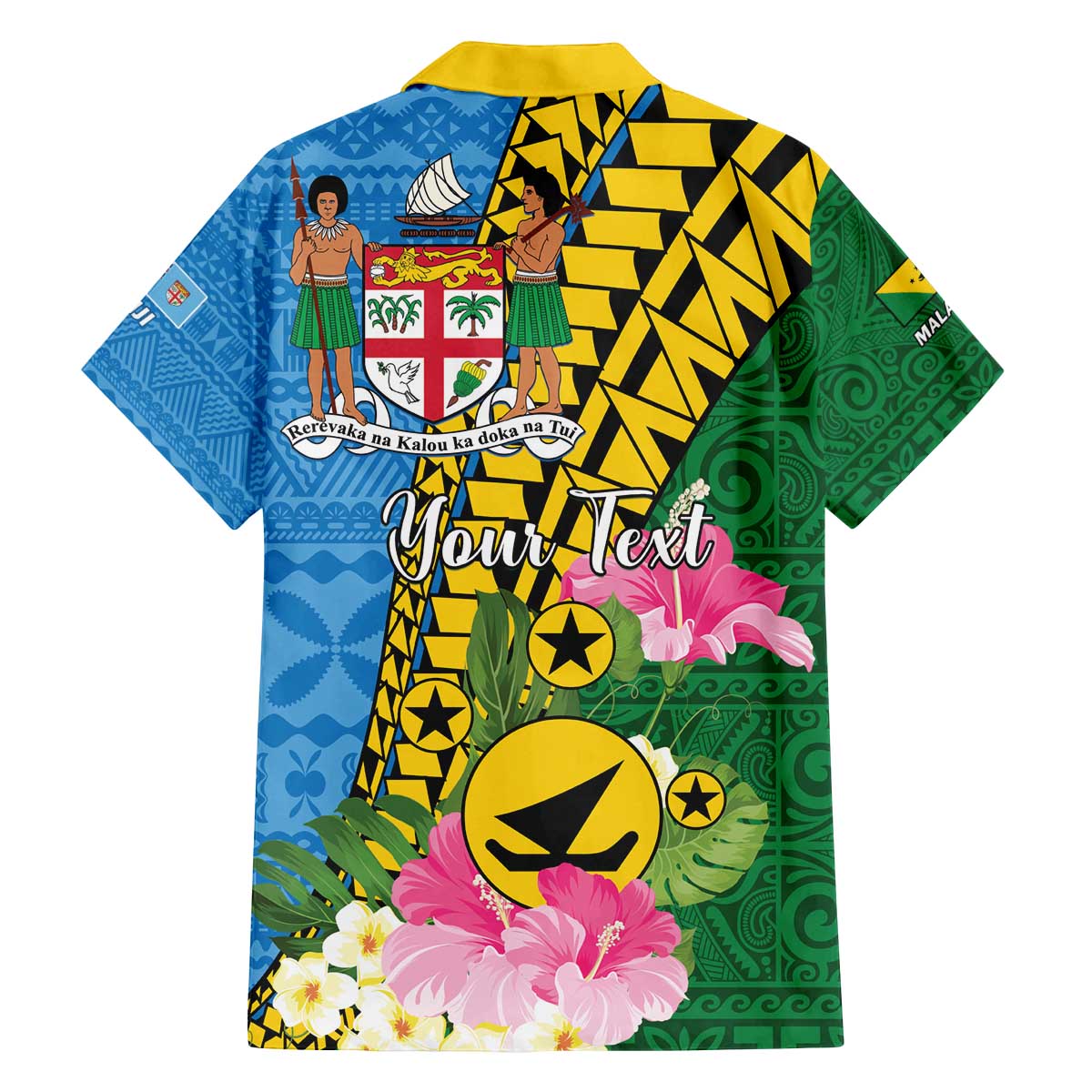 Personalised Malampa Fiji Day Family Matching Off The Shoulder Long Sleeve Dress and Hawaiian Shirt Tropical Tapa Pattern LT01 - Polynesian Pride