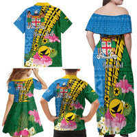 Personalised Malampa Fiji Day Family Matching Off Shoulder Maxi Dress and Hawaiian Shirt Tropical Tapa Pattern LT01 - Polynesian Pride