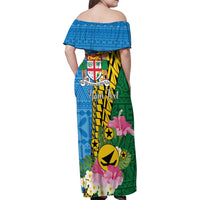Personalised Malampa Fiji Day Family Matching Off Shoulder Maxi Dress and Hawaiian Shirt Tropical Tapa Pattern LT01 - Polynesian Pride