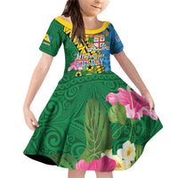 Personalised Malampa Fiji Day Family Matching Off Shoulder Short Dress and Hawaiian Shirt Tropical Tapa Pattern LT01 Daughter's Dress Art - Polynesian Pride