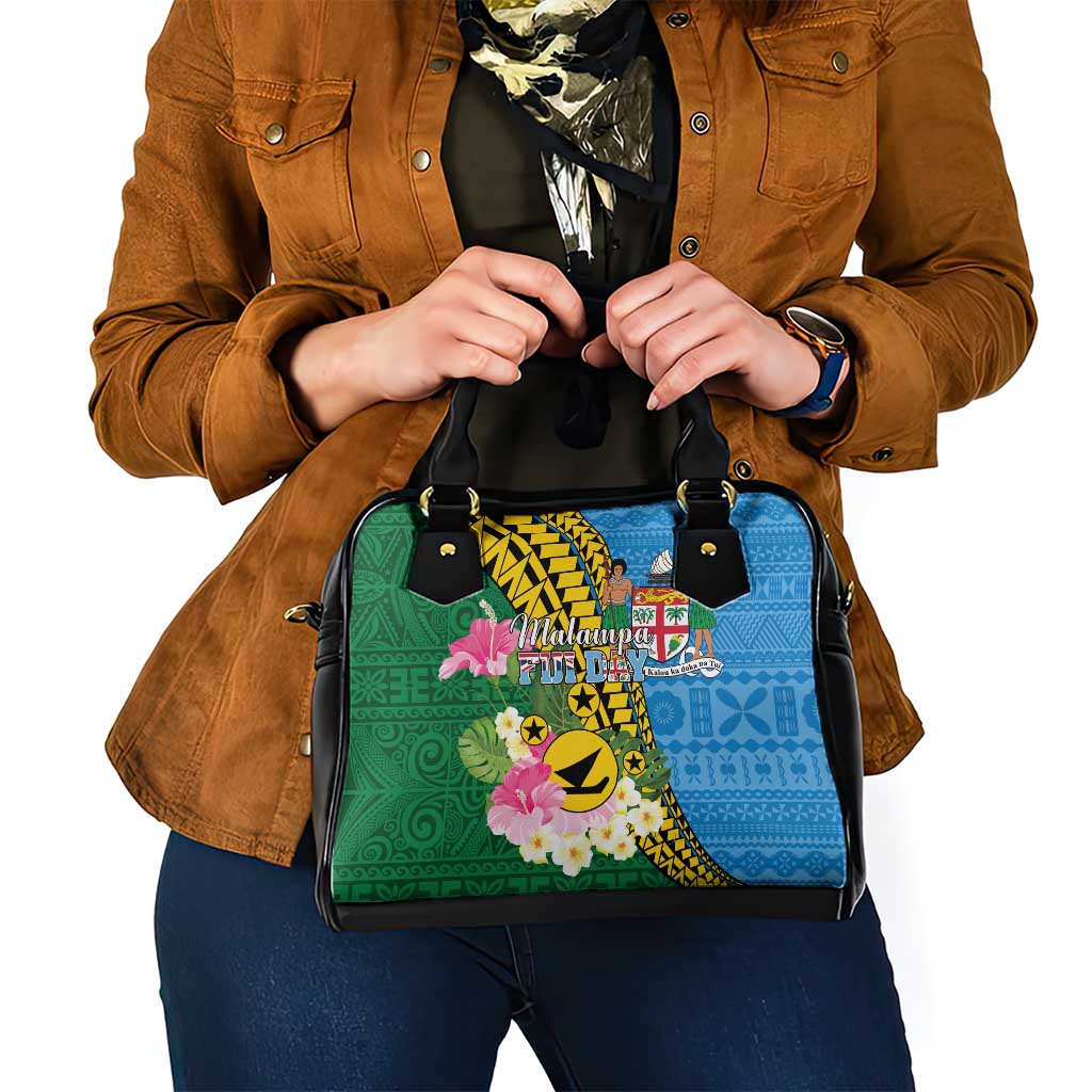 Malampa Fiji Day Shoulder Handbag Tropical Tapa Pattern