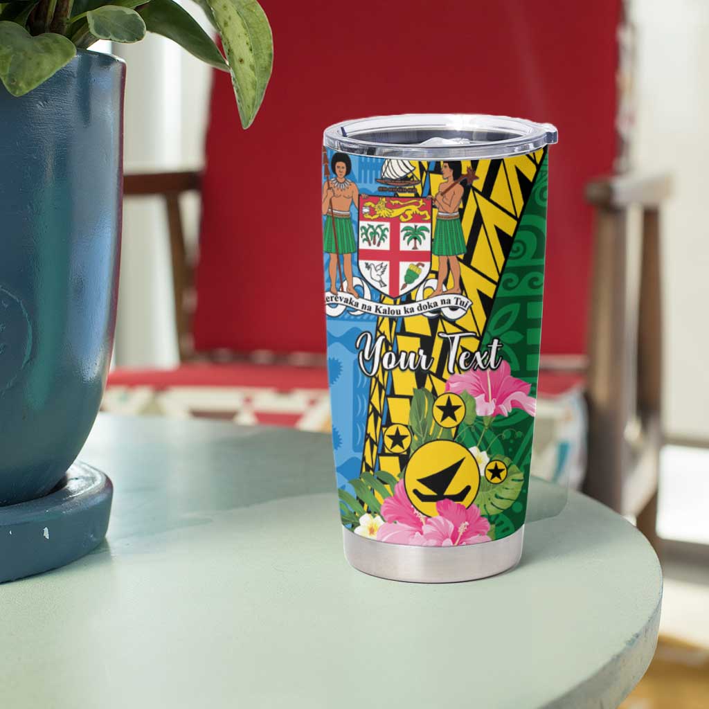 Personalised Malampa Fiji Day Tumbler Cup Tropical Tapa Pattern