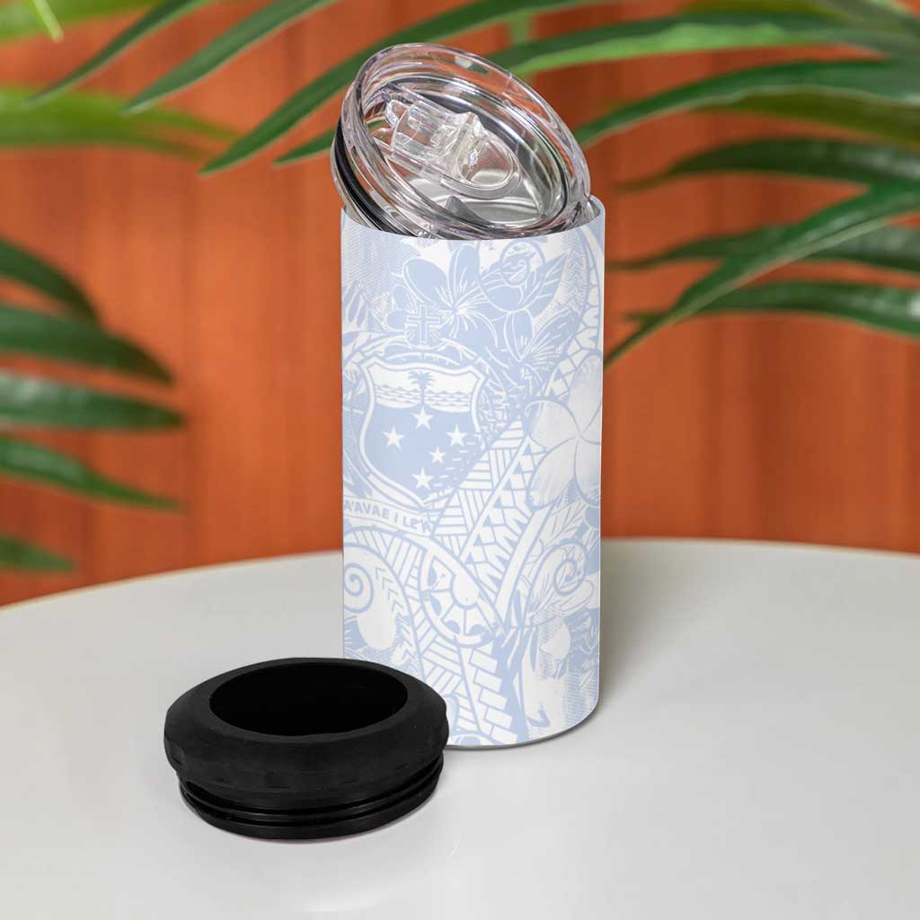Samoa White Sunday 4 in 1 Can Cooler Tumbler Plumeria Floral