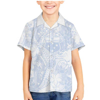 Samoa White Sunday Family Matching Mermaid Dress and Hawaiian Shirt Plumeria Floral LT01 Son's Shirt White - Polynesian Pride