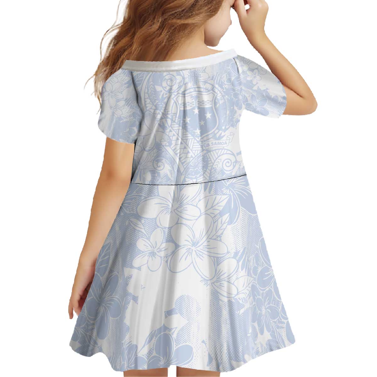 Samoa White Sunday Family Matching Off The Shoulder Long Sleeve Dress and Hawaiian Shirt Plumeria Floral LT01 - Polynesian Pride