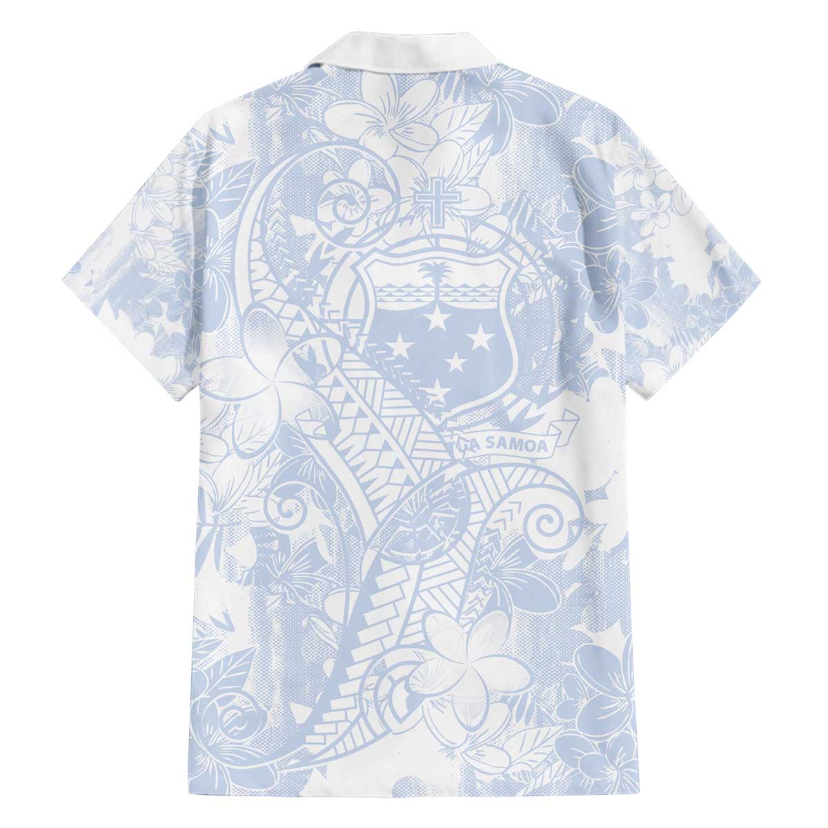 Samoa White Sunday Family Matching Puletasi and Hawaiian Shirt Plumeria Floral LT01 - Polynesian Pride